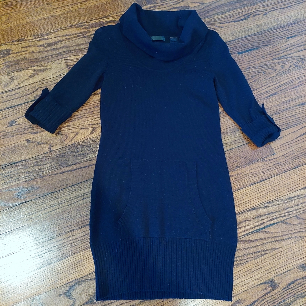 Women's Small Black Cowl Neck Knit Sweater Dress